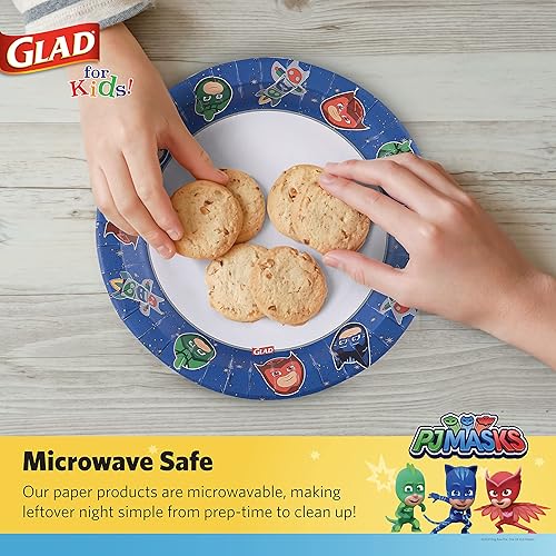 Miniatura 4 de Glad PJ Masks Space - Platos de papel para niños de 8.5 pulgadas, 200 unidades, platos de papel desechables con diseño espacial PJ Masks  Platos de