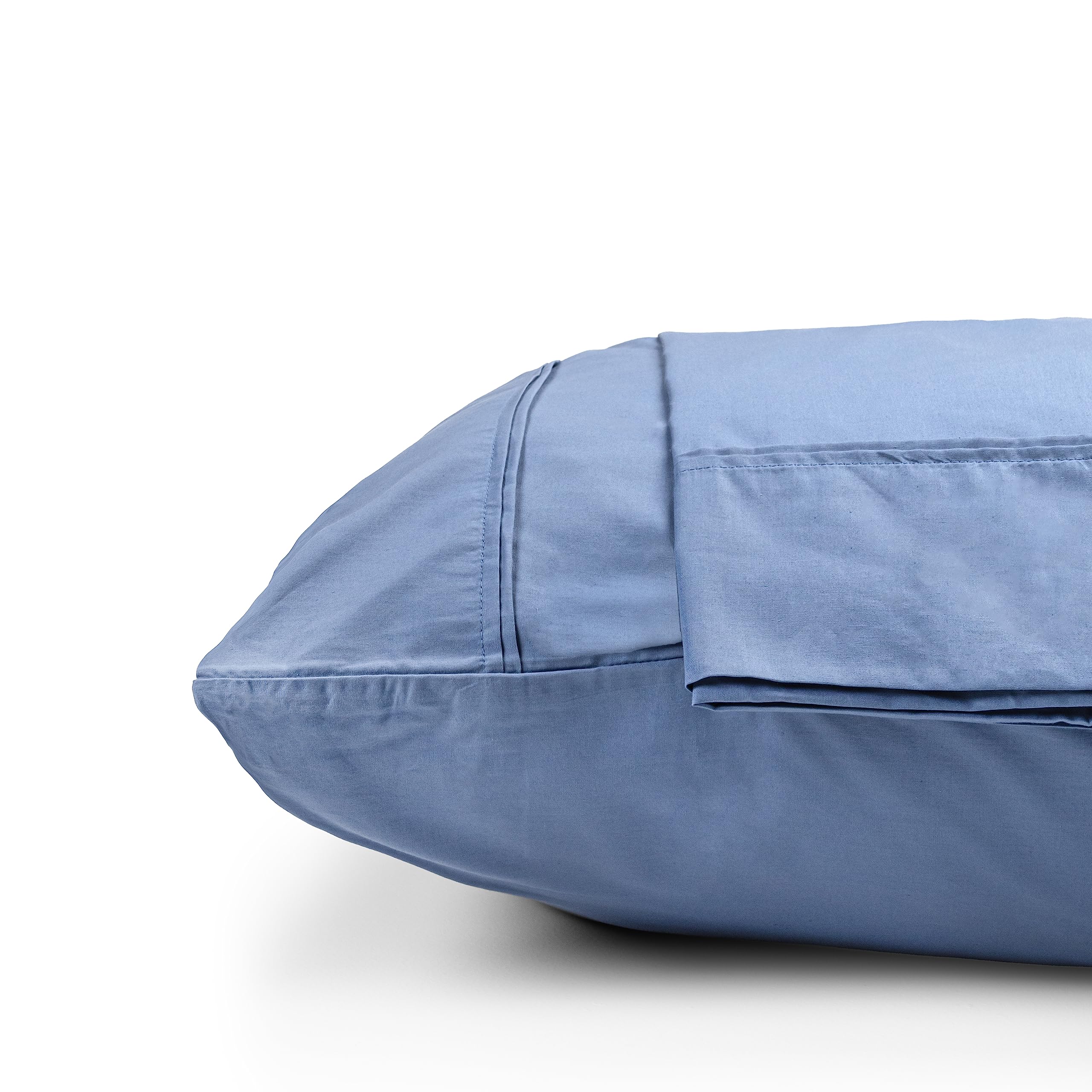 LINENWALAS 100% Cotton Percale Standard Pillow Case Set of 2, Crisp and Cooling Premium Cotton Bed Pillow Covers (18X28 inch, Bahamas Blue)