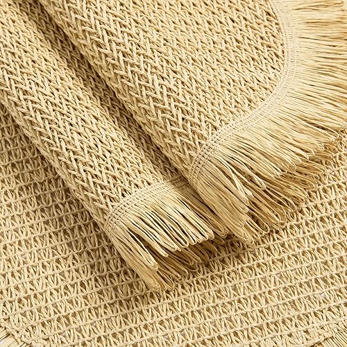 Miniatura 3 de FunWheat Juego de 12 manteles individuales redondos de papel para mesas de comedor 15 pulgadas resistentes al calor hechos a mano naturales para