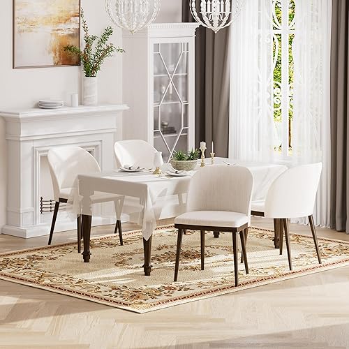 Miniatura 4 de Juego de 2 sillas de comedor tapizadas, modernas sillas de comedor, sillas de cocina de restaurante con respaldo medio con patas de madera, color