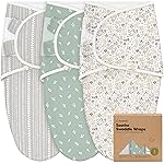 KeaBabies 3-Pack Organic Baby Swaddle Sleep Sacks - Swaddles for Newborns, Infant 0-3 Months, Baby Girls, Boys, Soft & Snug Newborn Sleep Sack, Nursery Swaddling Blankets (Prairie)