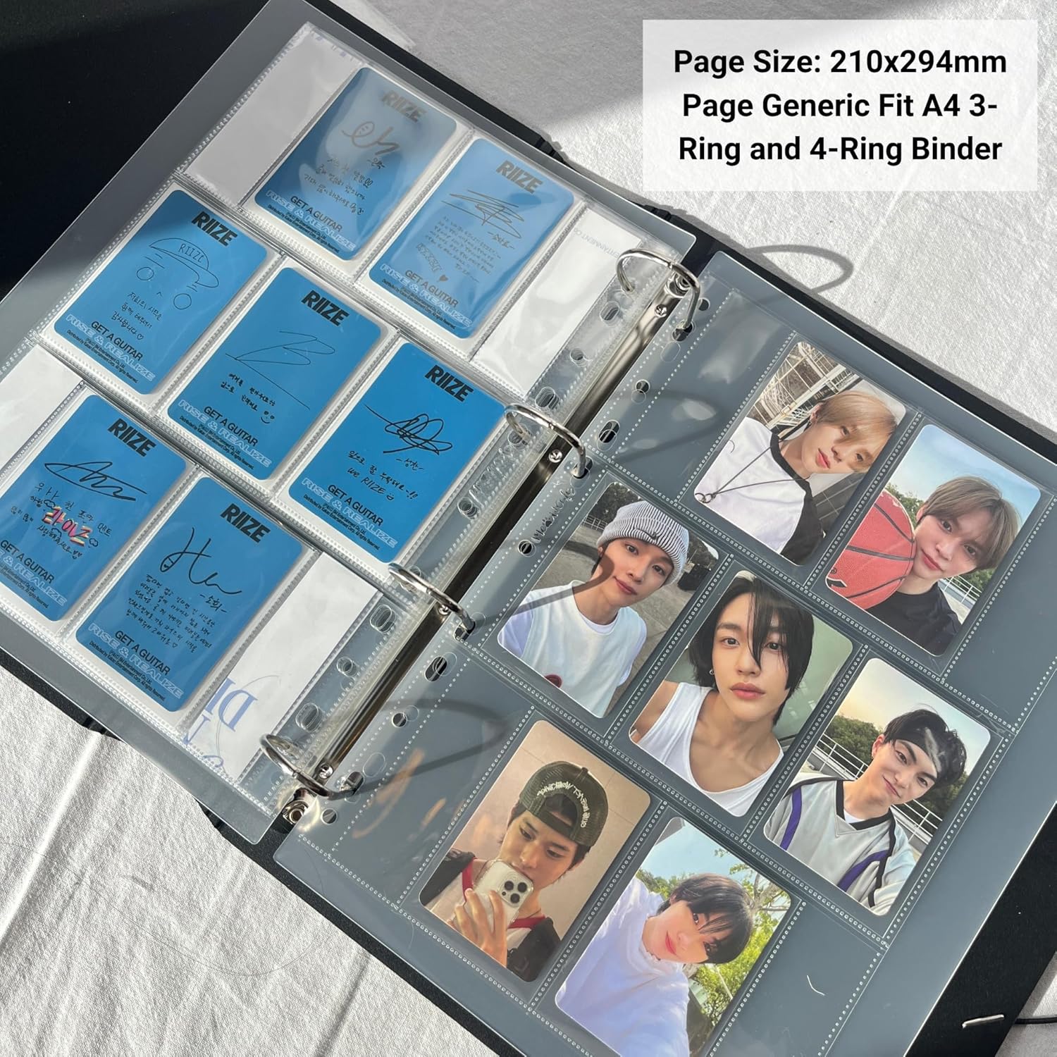 Meowcafe K-KEEP A4 Slim 7 Pocket Premium Kpop Photocard Binder Pages, 63x93mm Pocket Size, 11 Holes, 100 Micron, 50 Pages Set (Perfect For OT7 Enhypen, BTS, NCT Dream)