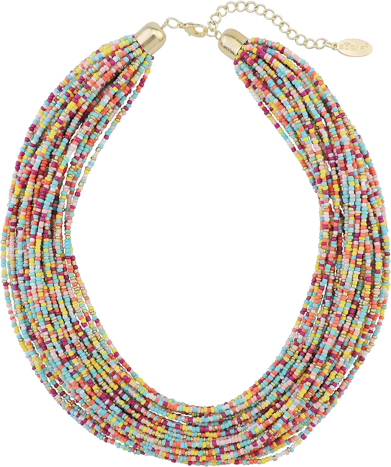 Bocar Multi Layer Chunky Bib Statement Seed Beads Cluster Collar Necklace for Women Gift (NK-10351)
