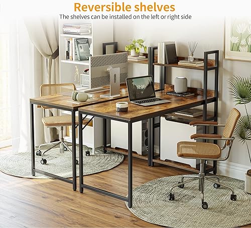 Miniatura 15 de CubiCubi - Escritorio de computadora de 40 pulgadas con estantes de almacenamiento, mesa de estudio y escritura para oficina en casa, estilo moderno