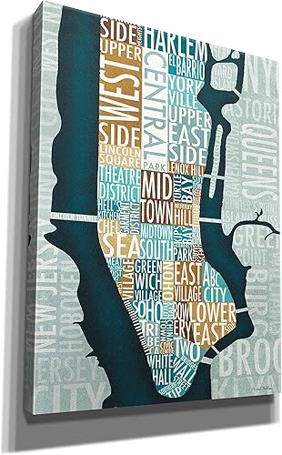 Miniatura 2 de Epic Graffiti 'Manhattan Map Blue Brown' por Michael Mullan, arte de pared en lienzo, 12 x 16 pulgadas
