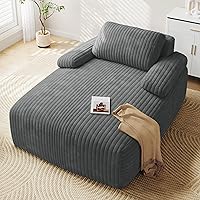 YITAHOME Oversized 67x48 Corduroy Chaise Lounge Chair Indoor - Boneless Cloud Sofa Bed, Deep Seat Reading Couch, No Assembly, Grey