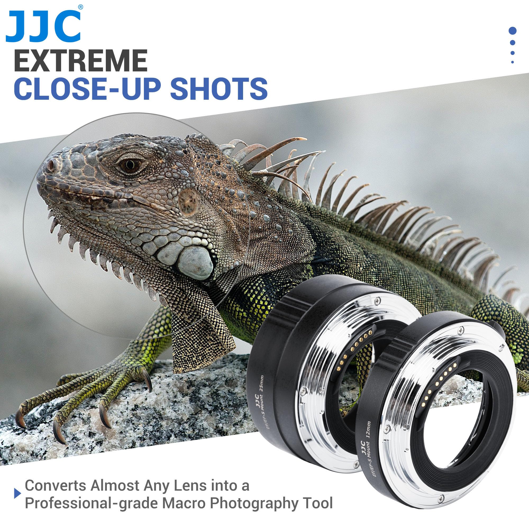 JJC Tubo di prolunga macro con messa a fuoco automatica (AF) con esposizione TTL per fotografia di immagini ravvicinate, per fotocamere DSLR e SLR Canon EF/EF-S e obiettivi con attacco EF/EF-S (set da