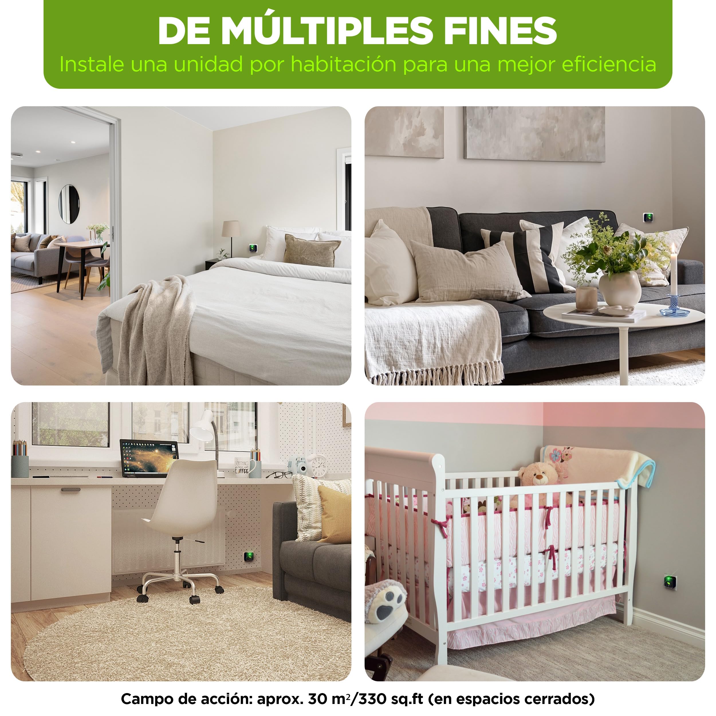 ISOTRONIC Repelente ultrasónico para ácaros y chinches: Dispositivo eléctrico enchufable con un Alcance Efectivo de 30 m². Dispositivo eléctrico enchufable sin Productos químicos (3 Unidades).