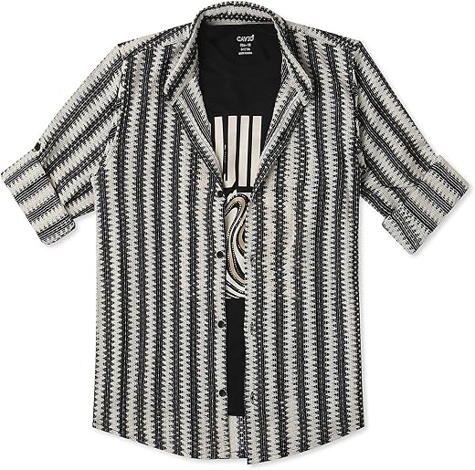 CAVIO Boys Cotton Knited Full Sleeves Striped Shirt with T-Shirt
