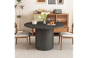 Black Farmhouse Dining Table: 47 Inch Round Table for Modern Kitchens