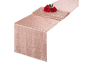 Rose Gold Centerpieces for Tables: Rose Gold Glitter Sequin Table Runner 12x72 inch
