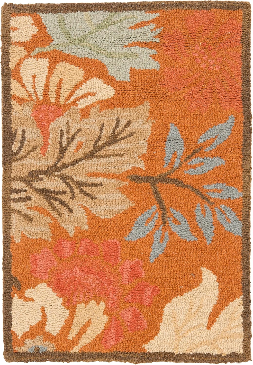 Handmade Red Floral Wool Rectangular Area Rug, 2' x 3'