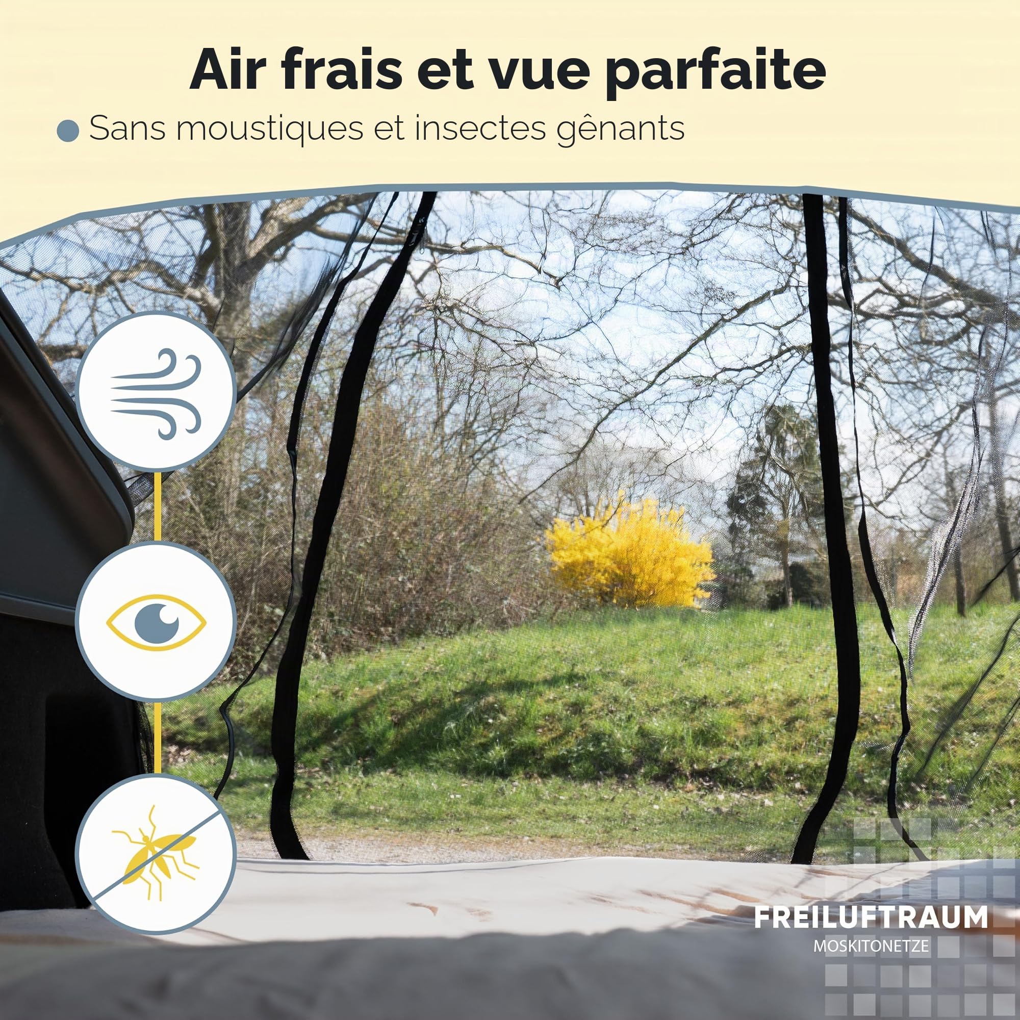 Moustiquaire Coffre pour Tesla Model Y – Filet Anti-Insectes pour Le Camping & Le Sommeil en Voiture – Montage Facile, Respirant – Accessoire Spécial Tesla Model Y