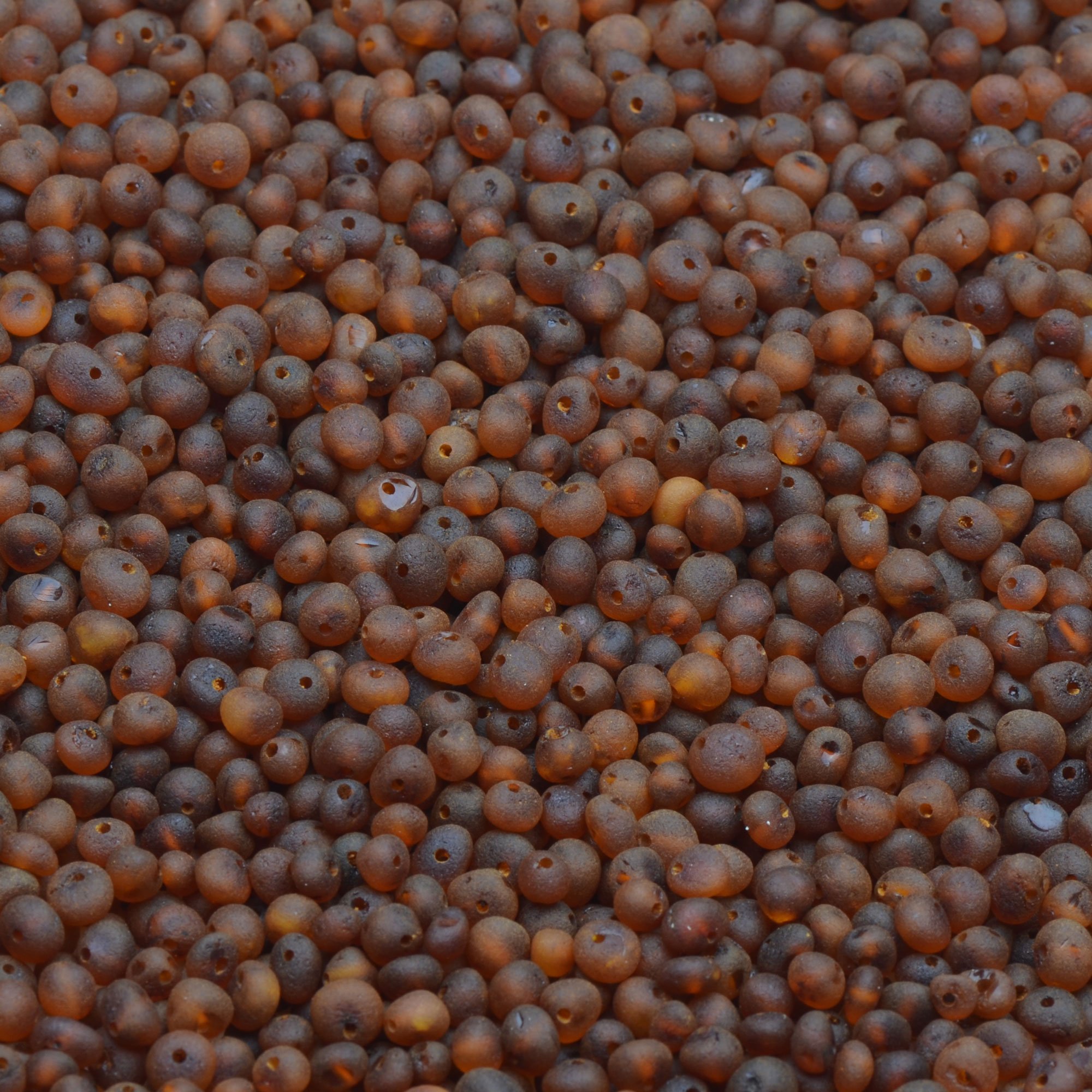 Genuine Amber - Loose Raw Amber Beads from The Baltic Sea - Drilled Through - 10 Grams - Medium 6-7 mm - Raw Cognac