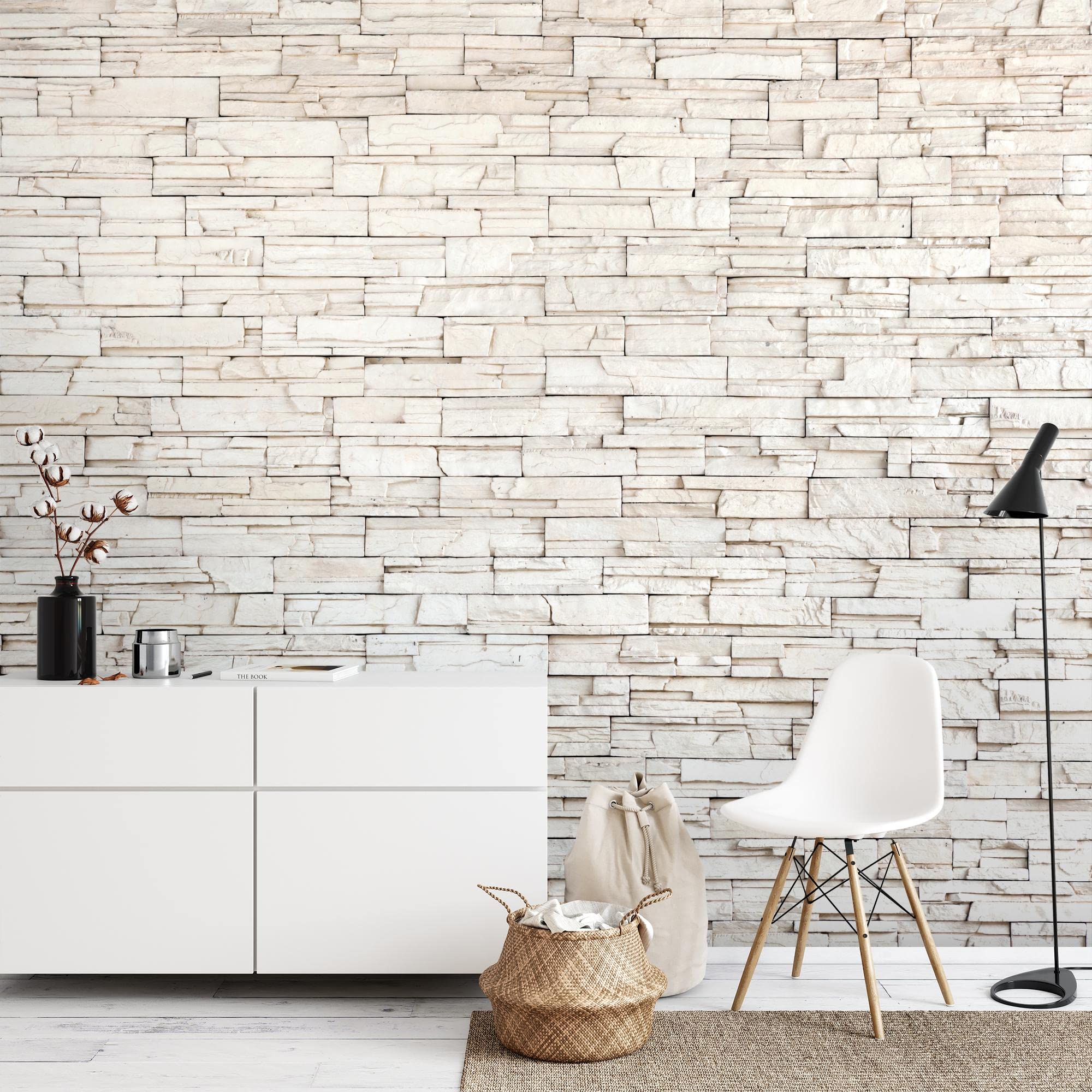Runa Art Wallpaper 396 x 280 cm Stone wall 3D Effect Non-Woven Decoration Print Wall Mural Living Room, Made in Germany - Image 2