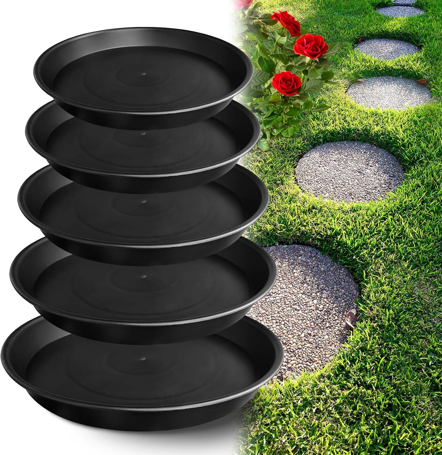 U0U 3 Size Round Stepping Stone Mold,10" 11.4" 12.6" Cement Molds for Concrete,White Plastic Concrete Molds for Casting Garden Pathmate Pavement Precast and Forms Walkway