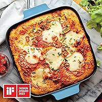 Vista 3 de KitchenAid Parrilla cuadrada de hierro fundido esmaltado y bandeja para asar, 11 pulgadas, terciopelo azul