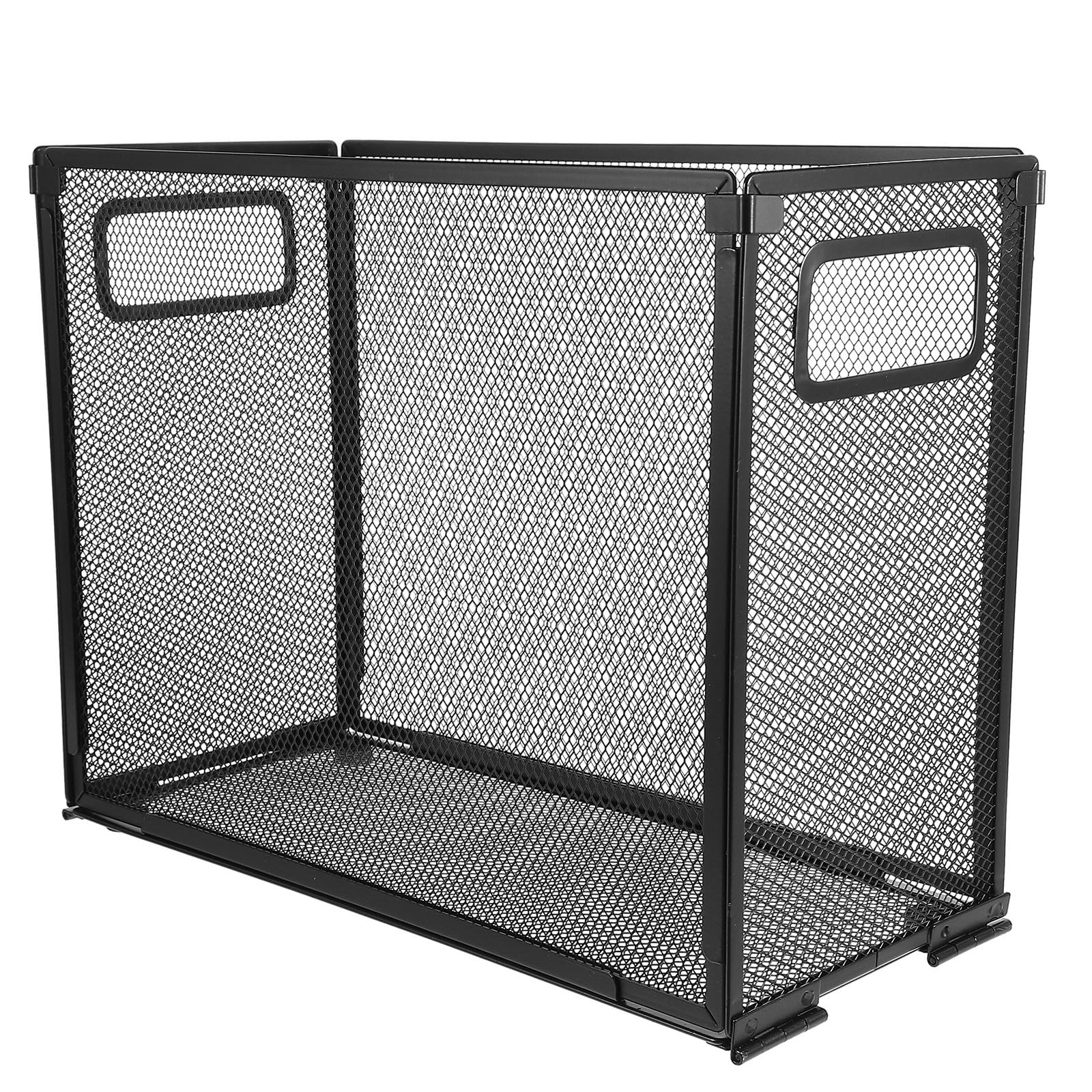 SHINEOFI Organizador de Archivos de Escritorio de Malla de Hierro Negro, Soporte Plegable para Documentos y Papeles, Cesta Multifuncional para Oficina y Dormitorio Escolar