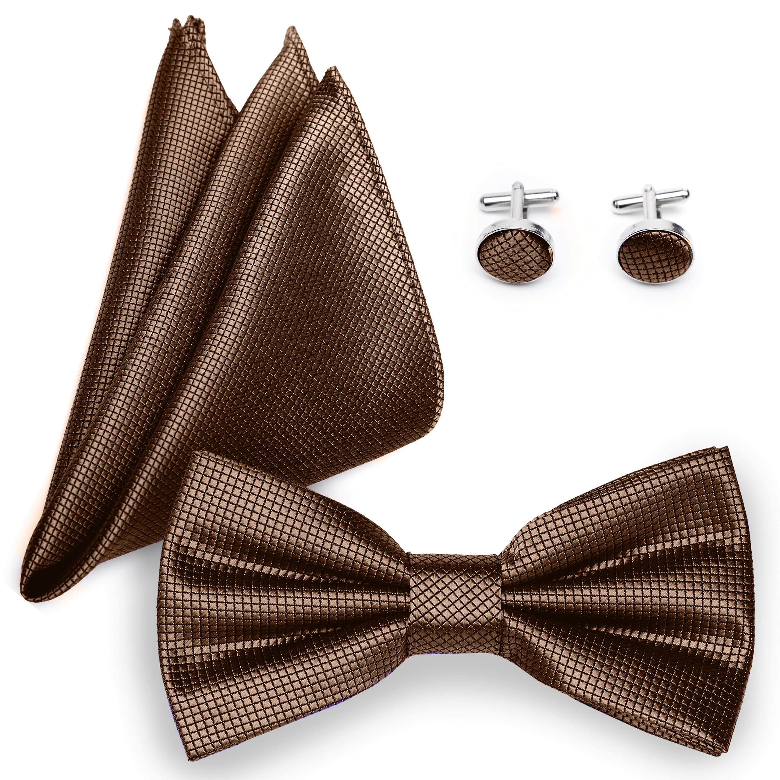 Ladeheid Fliege mit Einstecktuch Set Herren inkl. Manschettenknöpfe Größe 12cm x 6cm SETBHC