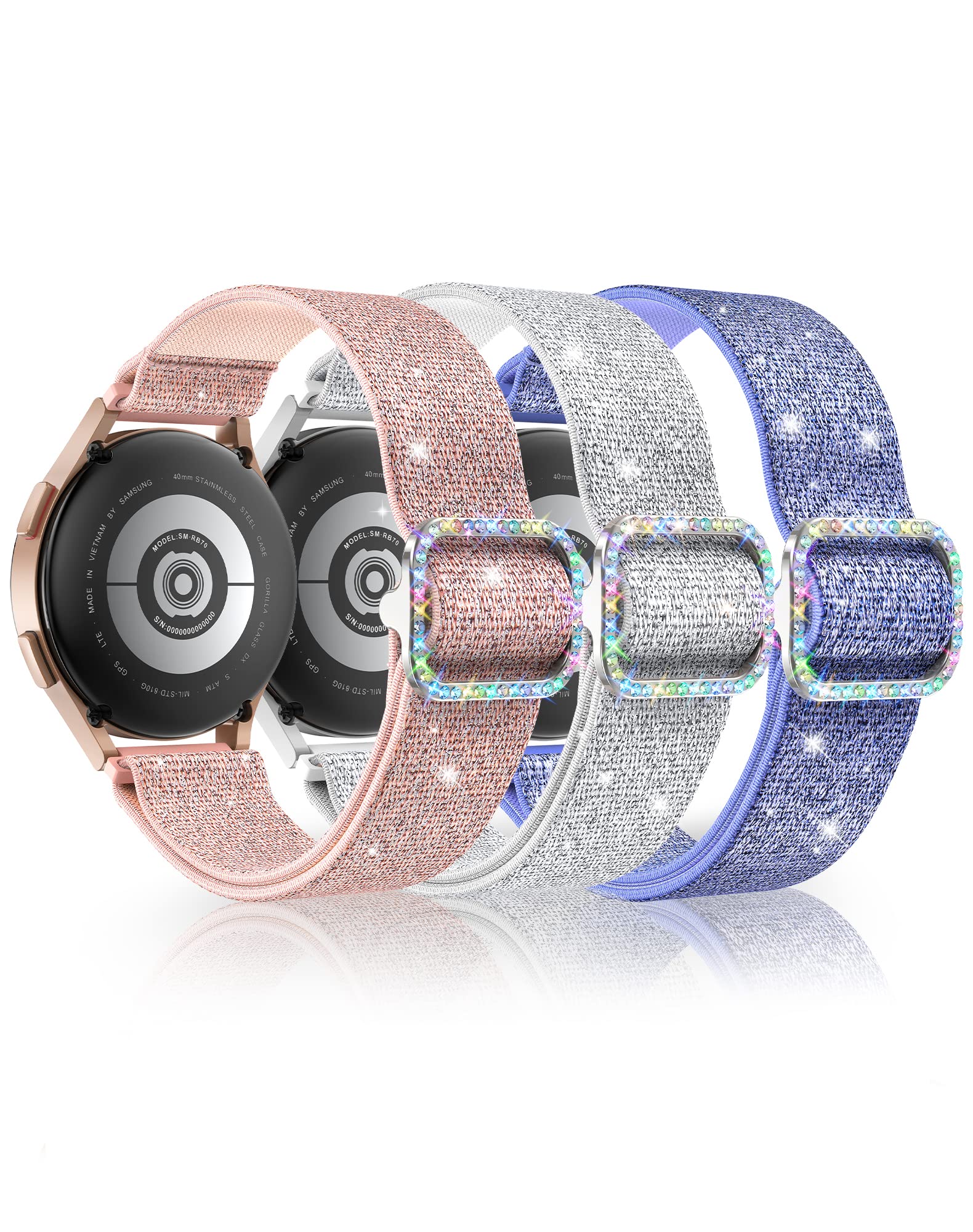 LETOID for Samsung Galaxy Watch Bands for Women, Bling Stretchy Nylon Strap Designed for Samsung Galaxy Watch 8/7/6/5/4/FE, Active 2 – Soft,