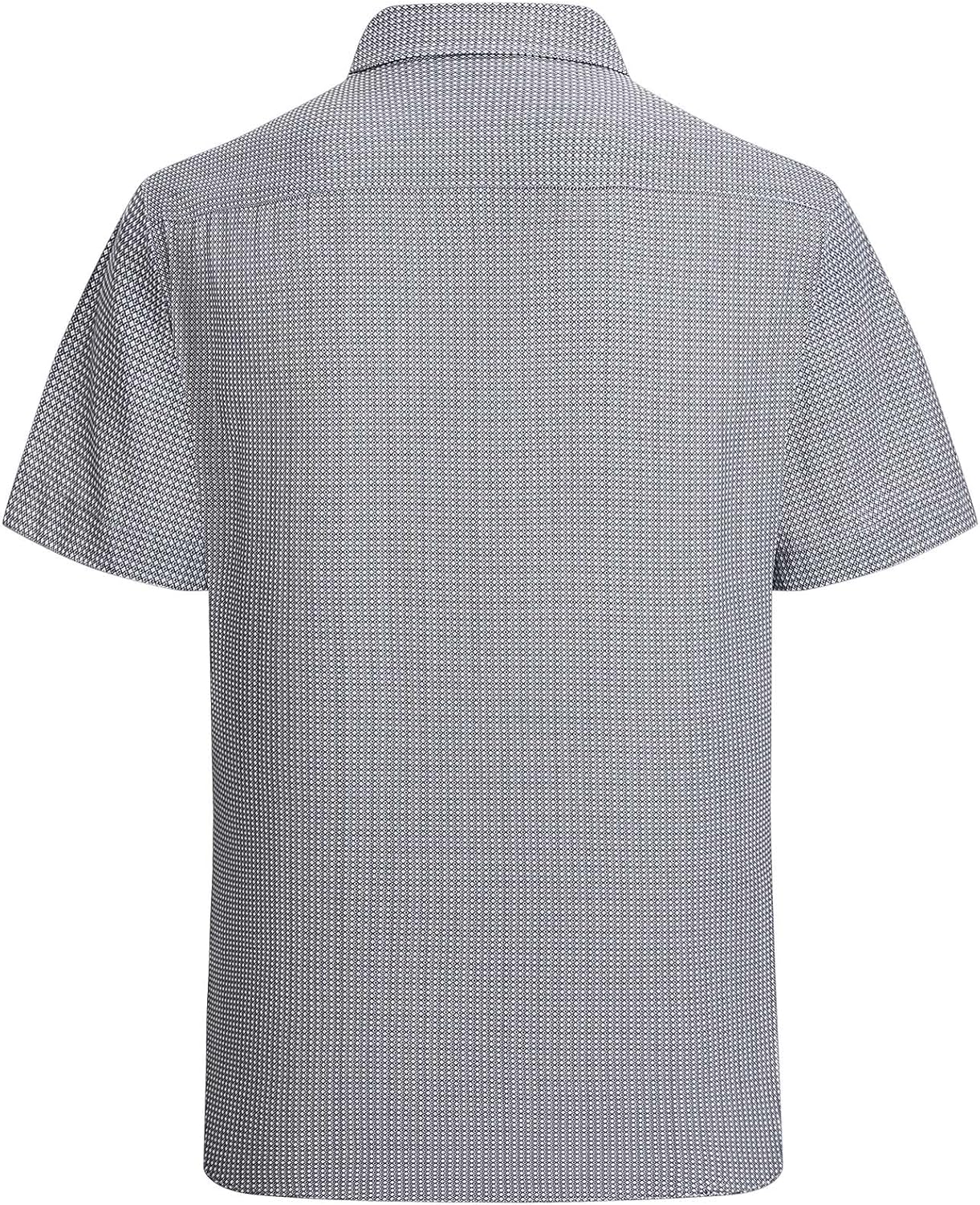 WARHORSEE Mens Printed Dress Shirts Wrinkle Free 4-Way Stretch Lightweight Summer Short Sleeve Button Down Shirts for Men - Image 3