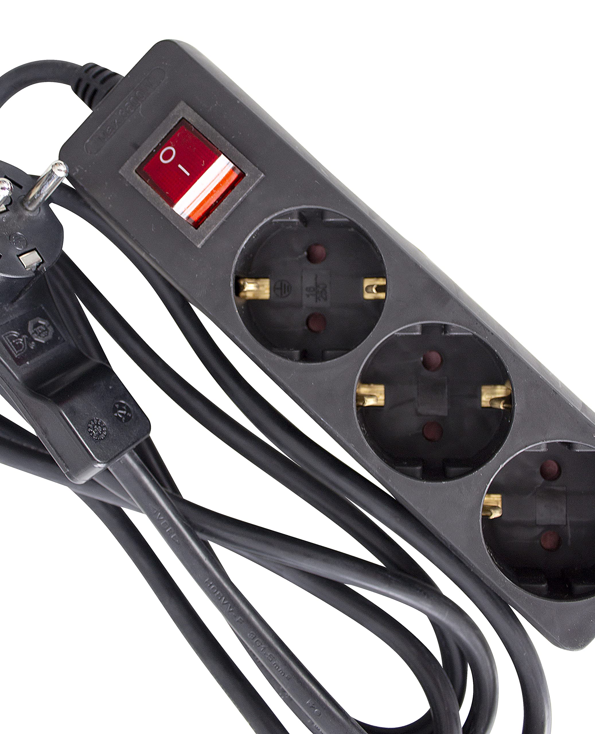 Regleta De 4 Enchufes Para Exterior Con 4 Tomas De Tierra, Tapa Abatible, Cable De 5 M, IP44, Enchufe Múltiple Para Uso Interior Y Exterior, 230 V, 16 A, Color Negro