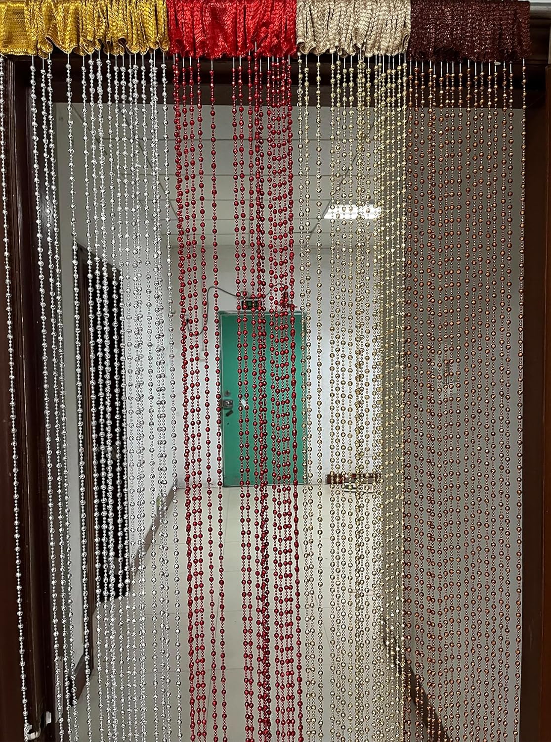 ZiDeTang 100cm x 195cm Sparking Plating Platic Diamond Décor Beaded Door Curtain String Doorway Room Divider Window Tassel Blind Screen Panel (Gold)