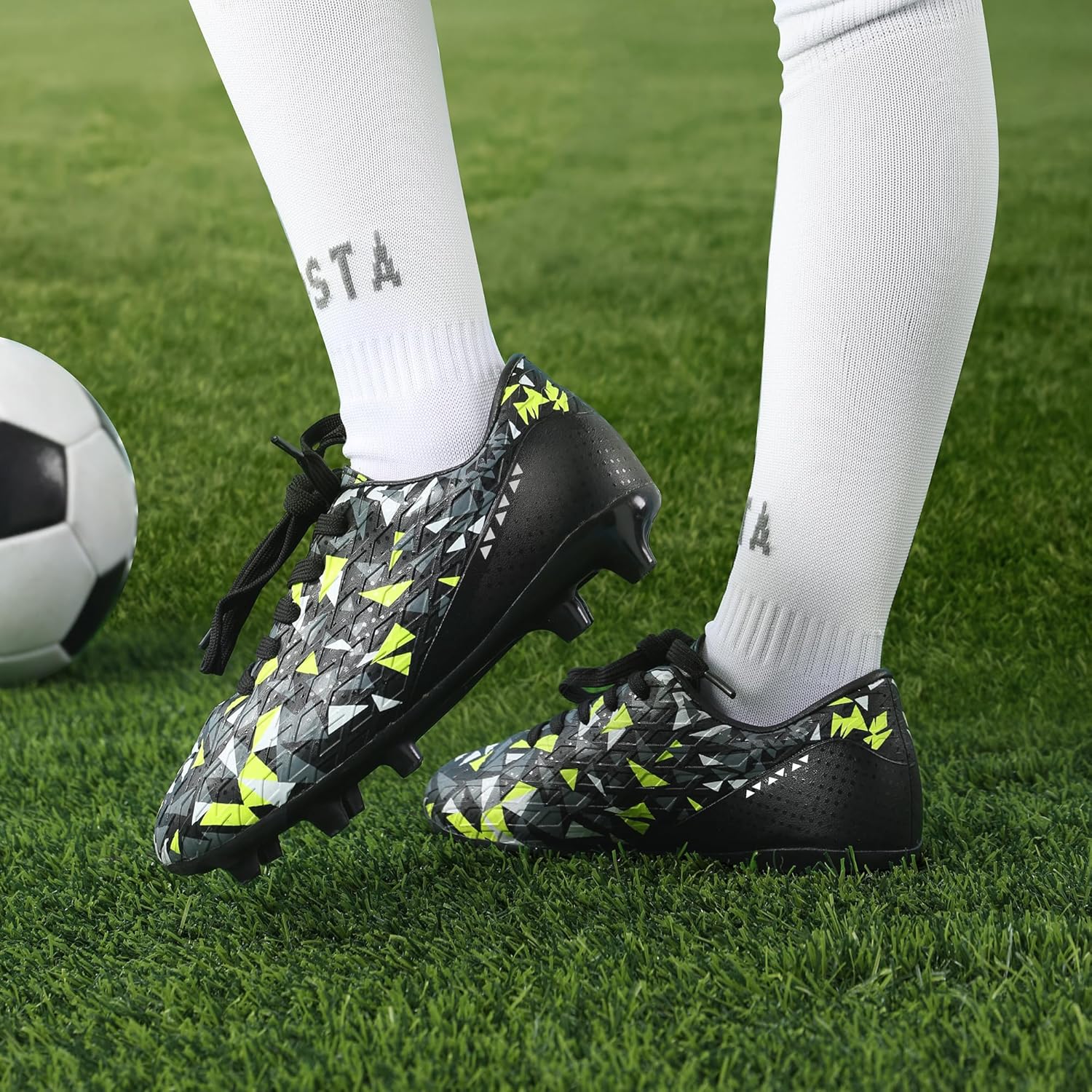 DREAM PAIRS Boys Girls Soccer Cleats Youth Firm Groud Athletic Outdoor Trainning Football Shoes for Little/Big Kid - Image 2