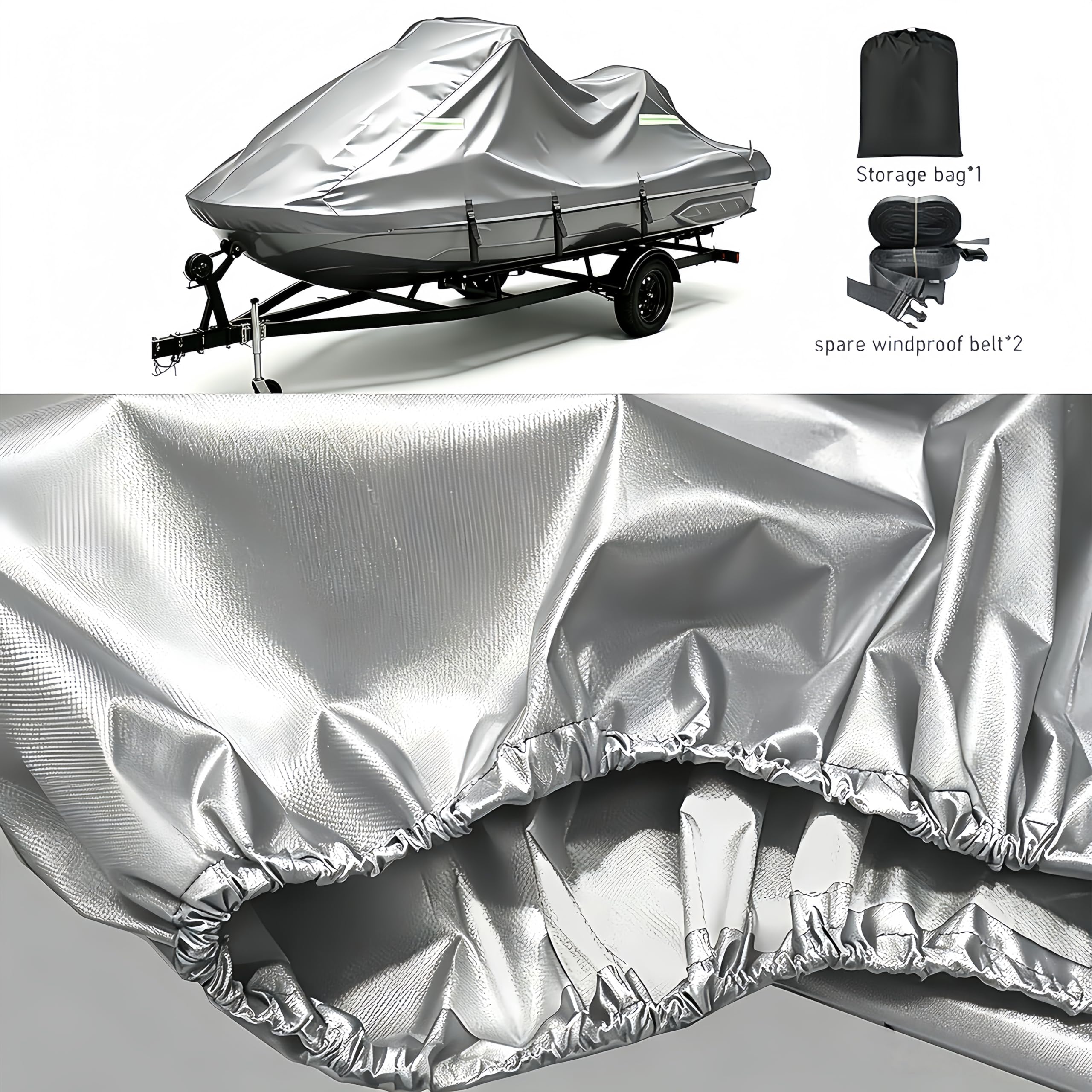 Copertura per Jet Ski per Bombardier Sea-Doo GTS 1994 | Telo Copri Barca a Motore 300D Rimorchiabile Protezione UV Antimuffa con Sfiati e Cinghie Regolabili Antivento e Resistente