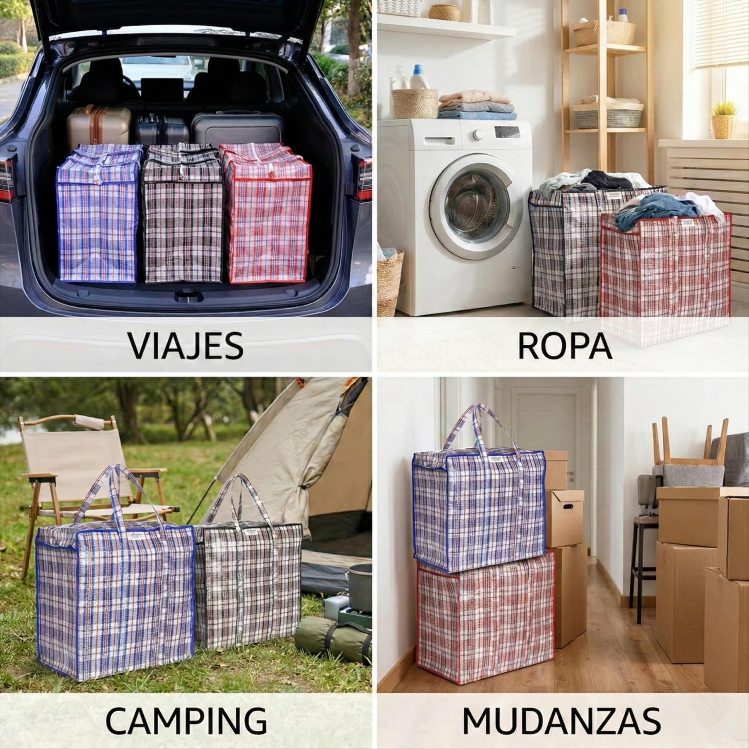 Josephine Osthoff bolsas almacenaje ropa – resistentes al agua y duraderas, con cremallera, 75L, capacidad 20kg, colores surtidos, pack de 6