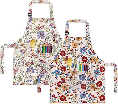 Vista 82 de BeeGreen Delantales de cocina para niños con correa ajustable, con bolsillo frontal para niños pequeños, pintores, artistas horneados negro