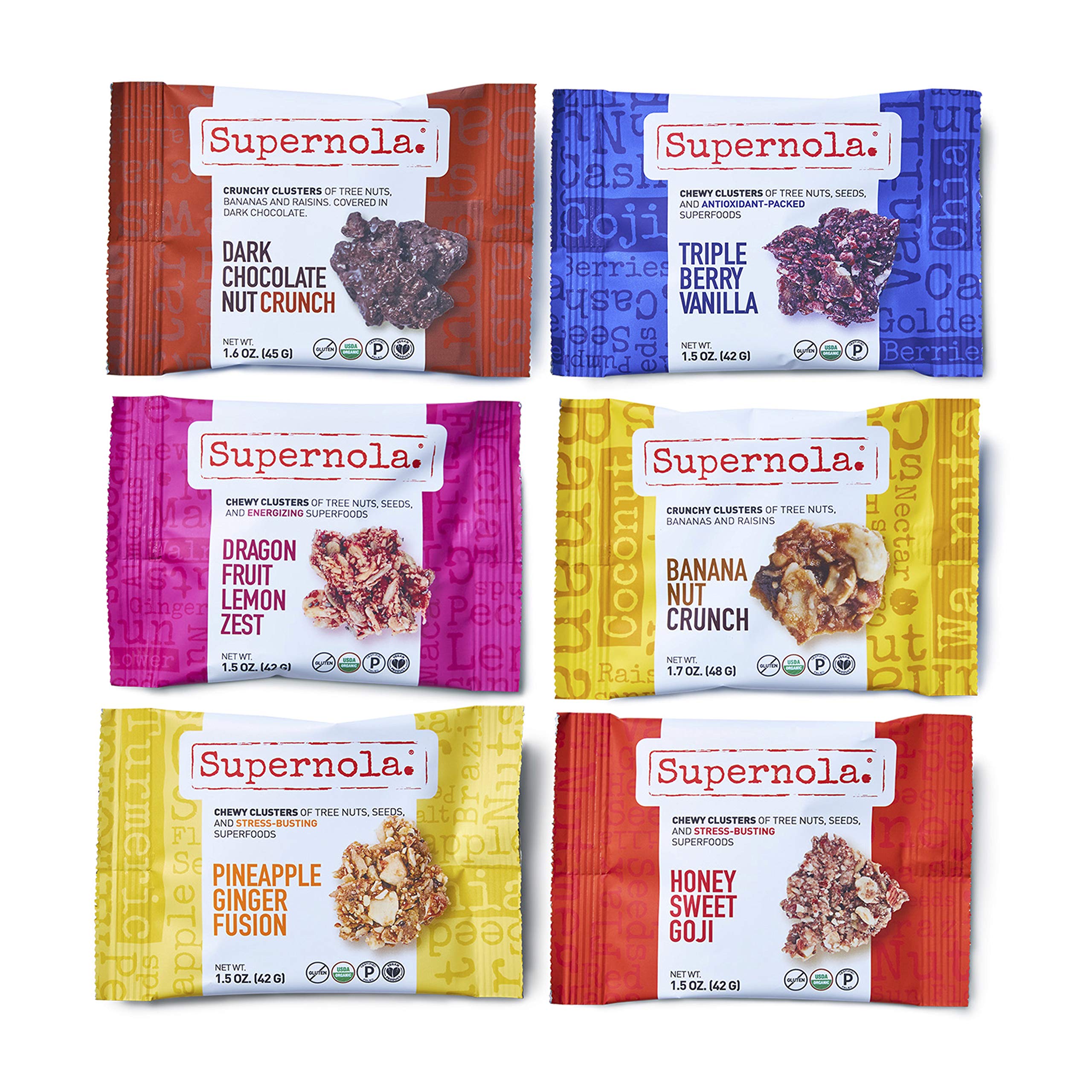 Supernola Superfood Clusters | 6pc Variety Pack | Plant-Based Protein | Delicious Fruits, Nuts & Seeds | Gluten-free | Organic, Keto, Paleo Snack Packs…