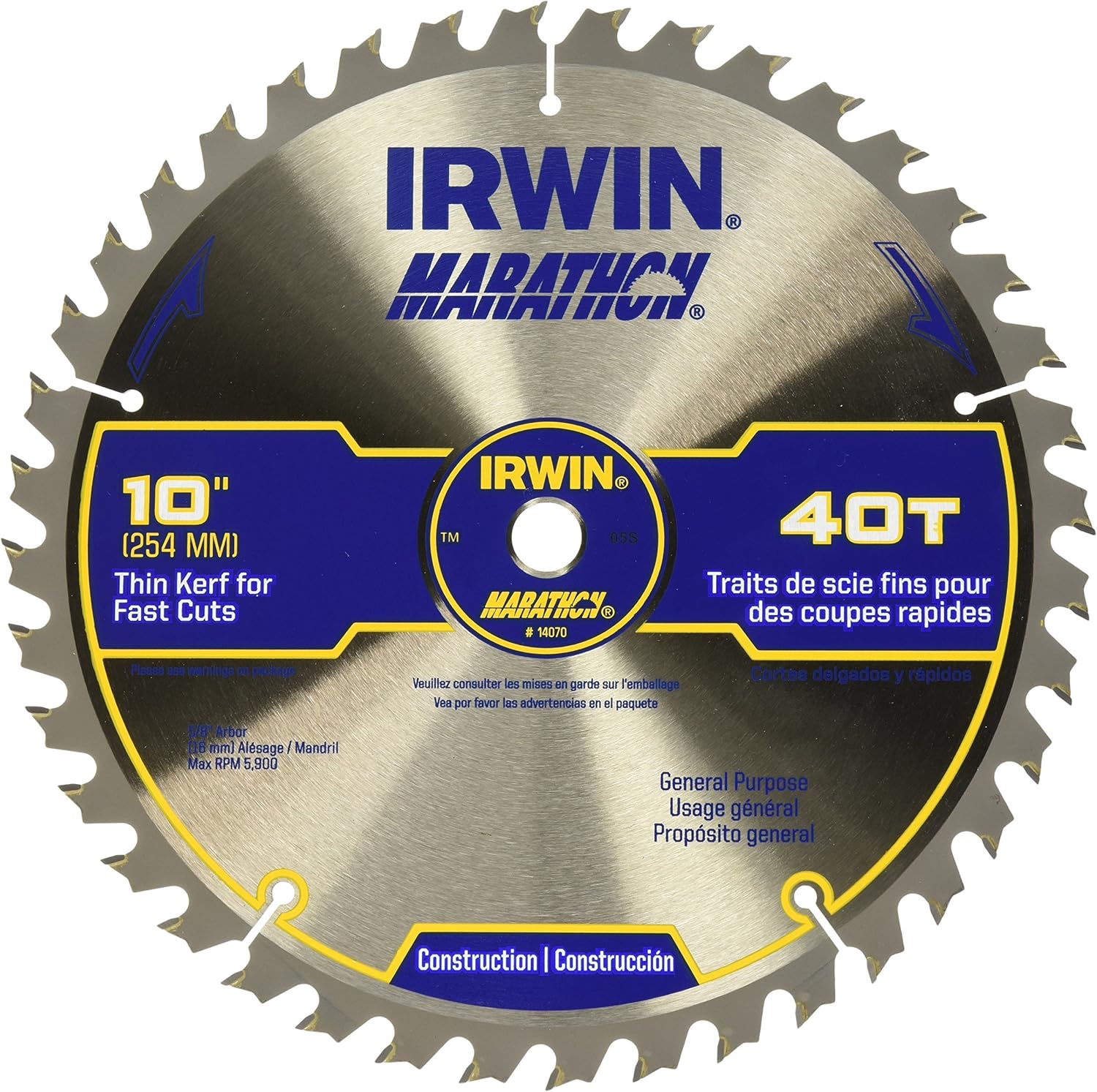 IRWIN Tools MARATHON Carbide Table/Miter Circular Saw Blade, 10-Inch, 40T (24070)