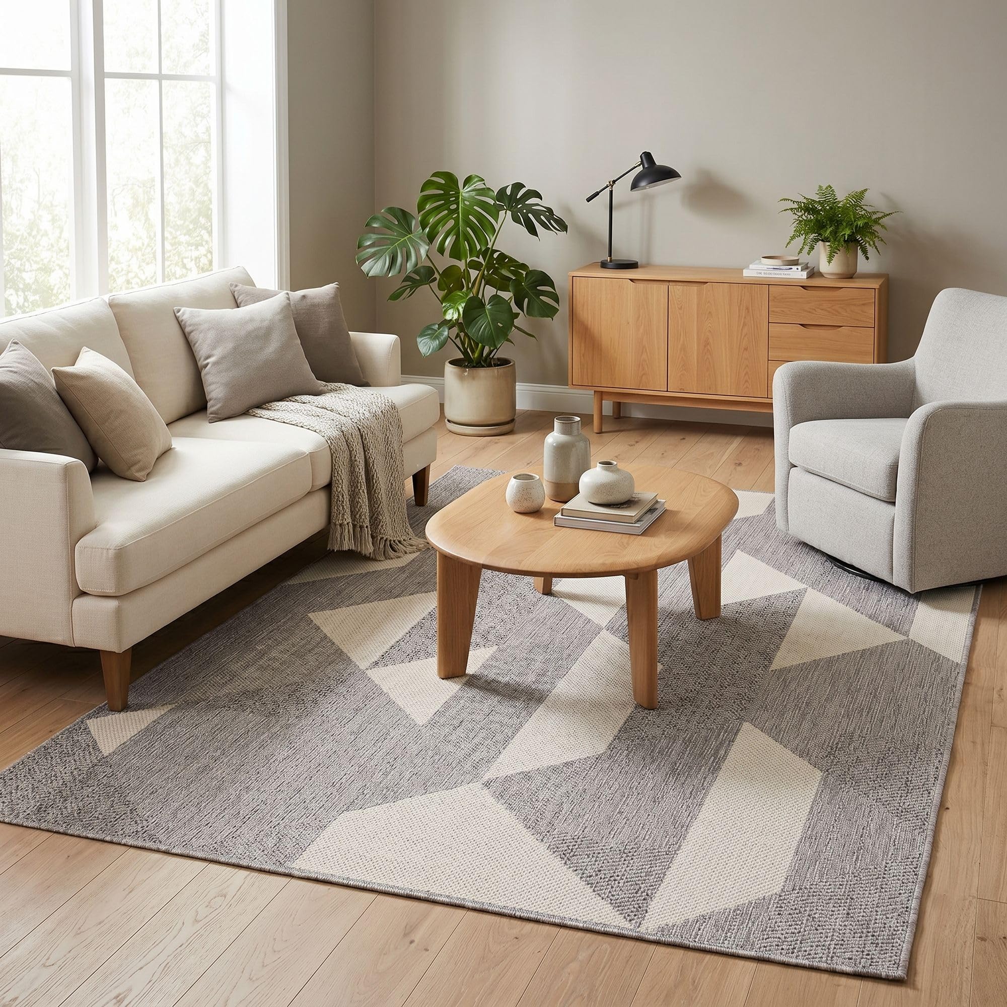 Tapis Intérieur & Extérieur Carpetto Gris Moderne – Balcon Terrasse Anti-UV