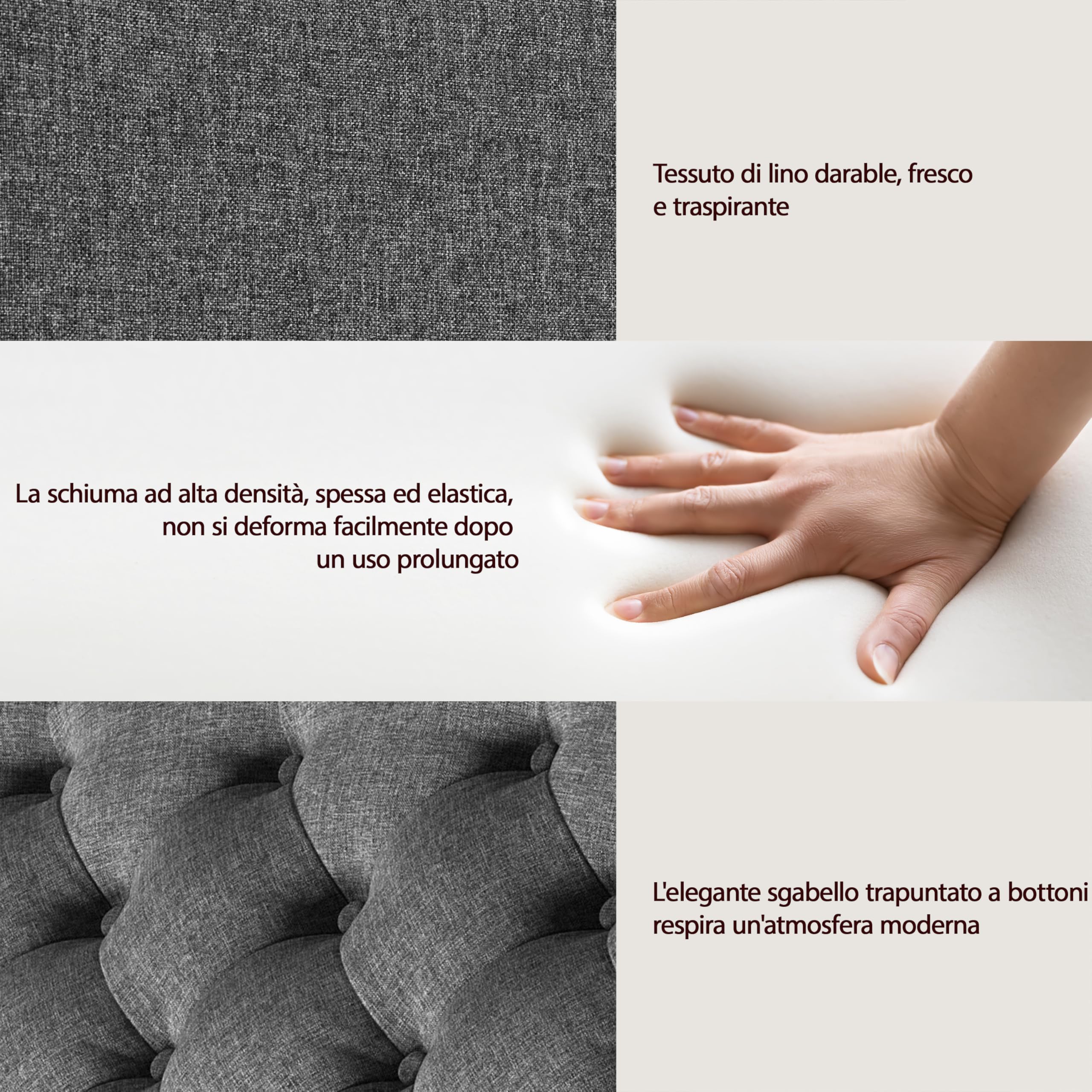 Yaheetech Cassapanca Ottomana in MDF e Schiuma con Vano Portaoggetti per Ingresso/Soggiorno/Sala di Attesa/Camera da letto Grigio Scuro