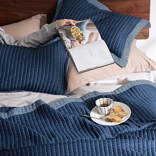 Miniatura 8 de Bedsure Juego de edredón azul marino, tamaño Queen, juego de ropa de cama suave para todas las estaciones