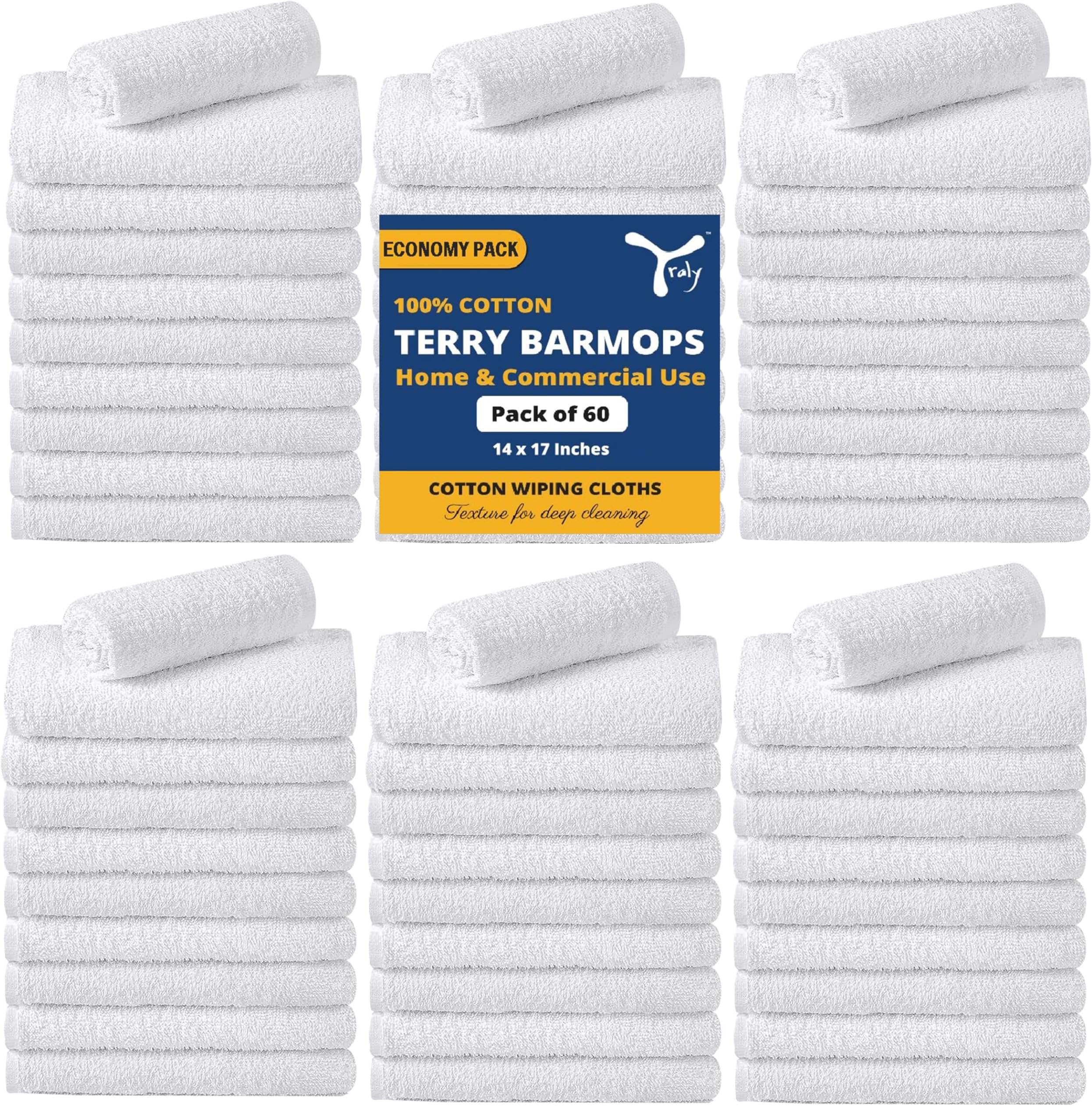 Amazon.com: YRALY Terry Bar Mop Towels (Pack of 60) – Absorbent and ...