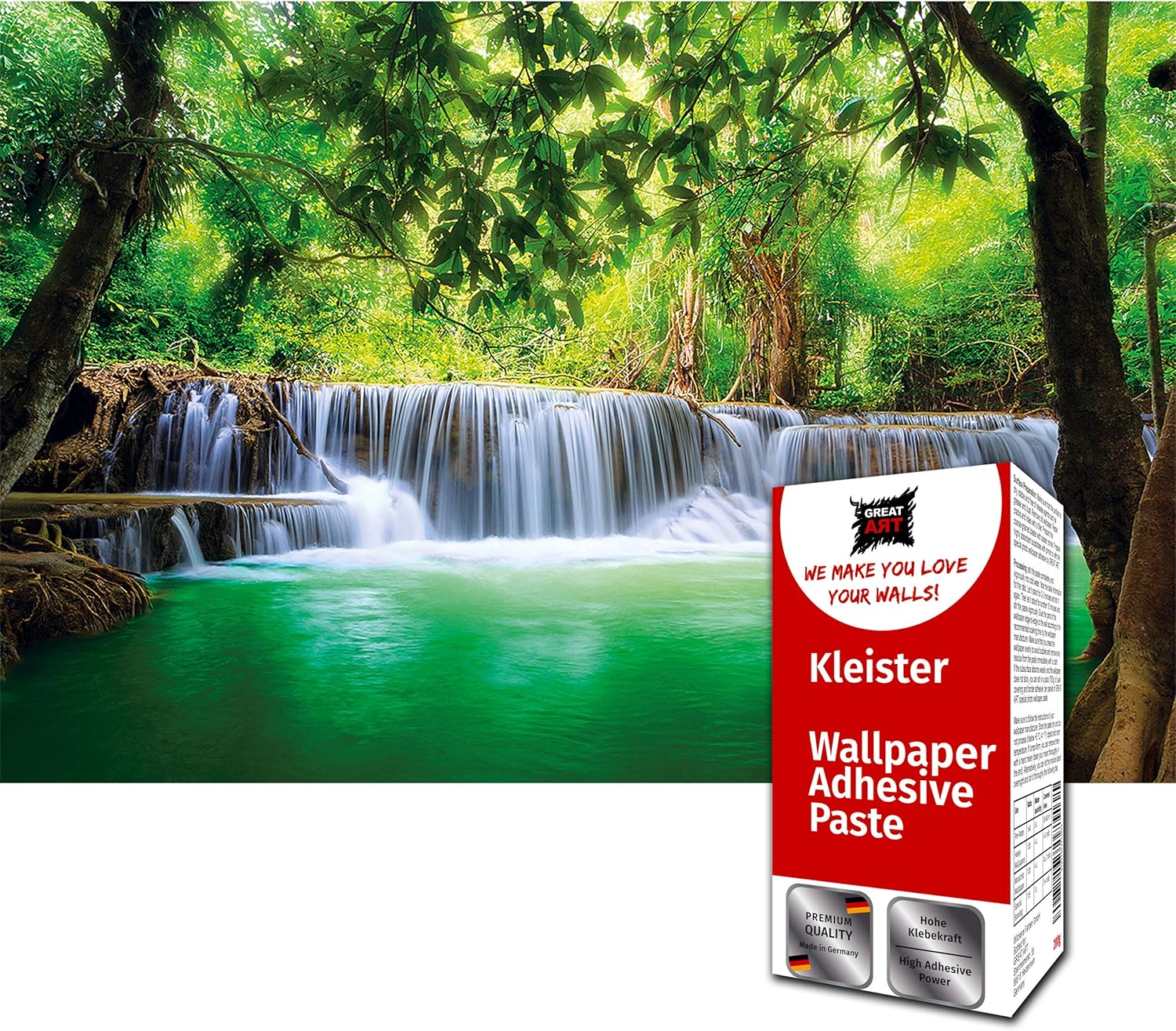 Best Seller GREAT ART Photo Wallpaper Erawan Waterfall Decoration 132.3x93.7in / 336x238cm – Tropical Rainforest Kanchanaburi Thailand Nature Landscape Image Mural – 8 Pieces Includes Paste Exclusive Discount 50% Price GREAT ART Photo Wallpaper Erawan Waterfall Decoration 132.3x93.7in / 336x238cm – Tropical Rainforest Kanchanaburi Thailand Nature Landscape Image Mural – 8 Pieces Includes Paste