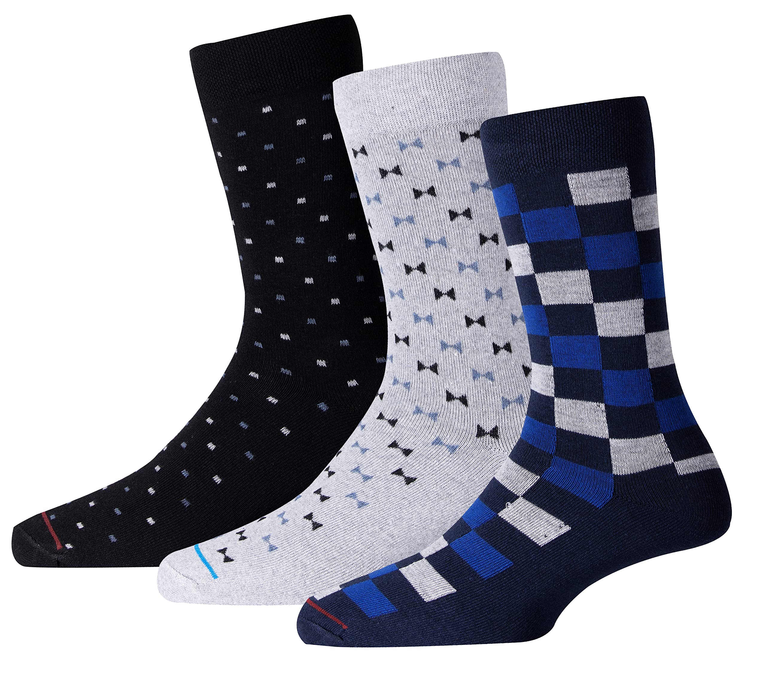 RC. ROYAL CLASS Men's Calf Length Cotton Formal/Casual Multicolored Free Size Socks (Pack of 3 Pairs)