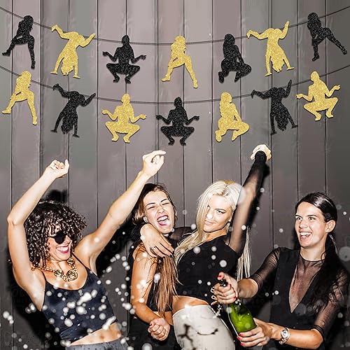 Miniatura 5 de Cheereveal Juego de guirnaldas de Twerk, decoraciones de fiesta de baile de poste, divertido cartel de cumpleaños para despedida de soltera,