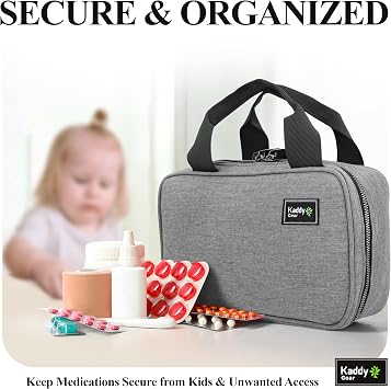 Kaddy Secure Pill Organizer Box, Storage for Bottles of Medicine or Supplements; Toiletry; Travel or Home, TSA Approved Lock(Grey)