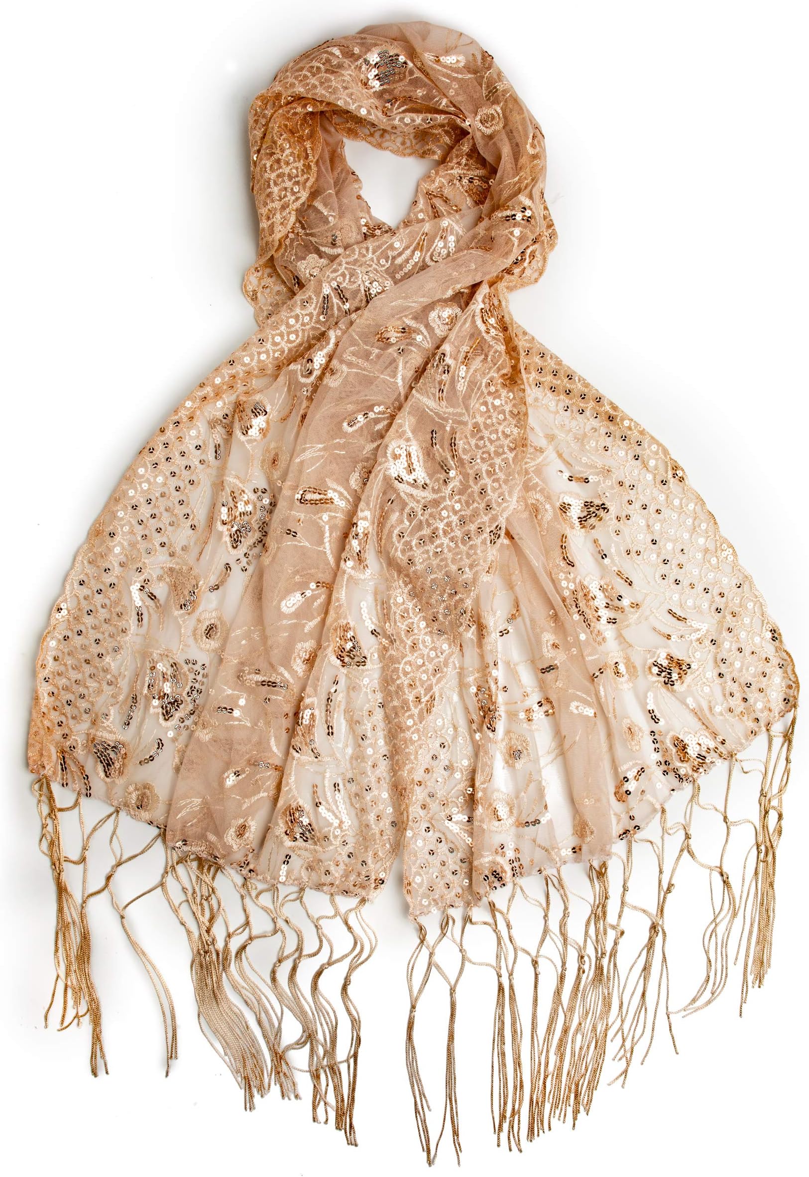 Amaryllis Shawl, Sequin Evening Wrap, Embroidered Sequin Shawl