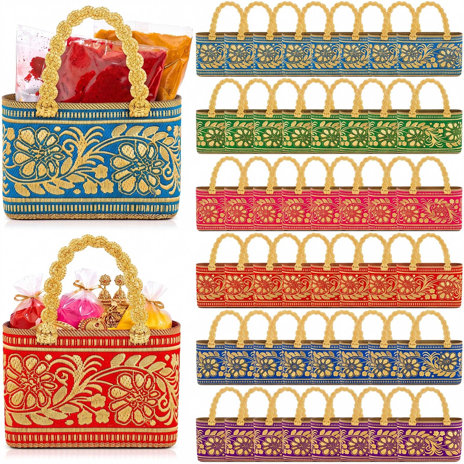 Shinylin 48 Pcs Diwali Navratri Return Gift Bags Bulk for Pooja Sharad