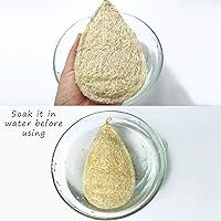 Vista 5 de Esponja natural para platos de lufa, paquete de 3 fregadores de verduras para cocina, 100% biodegradable, compostable, almohadilla para fregar, cero