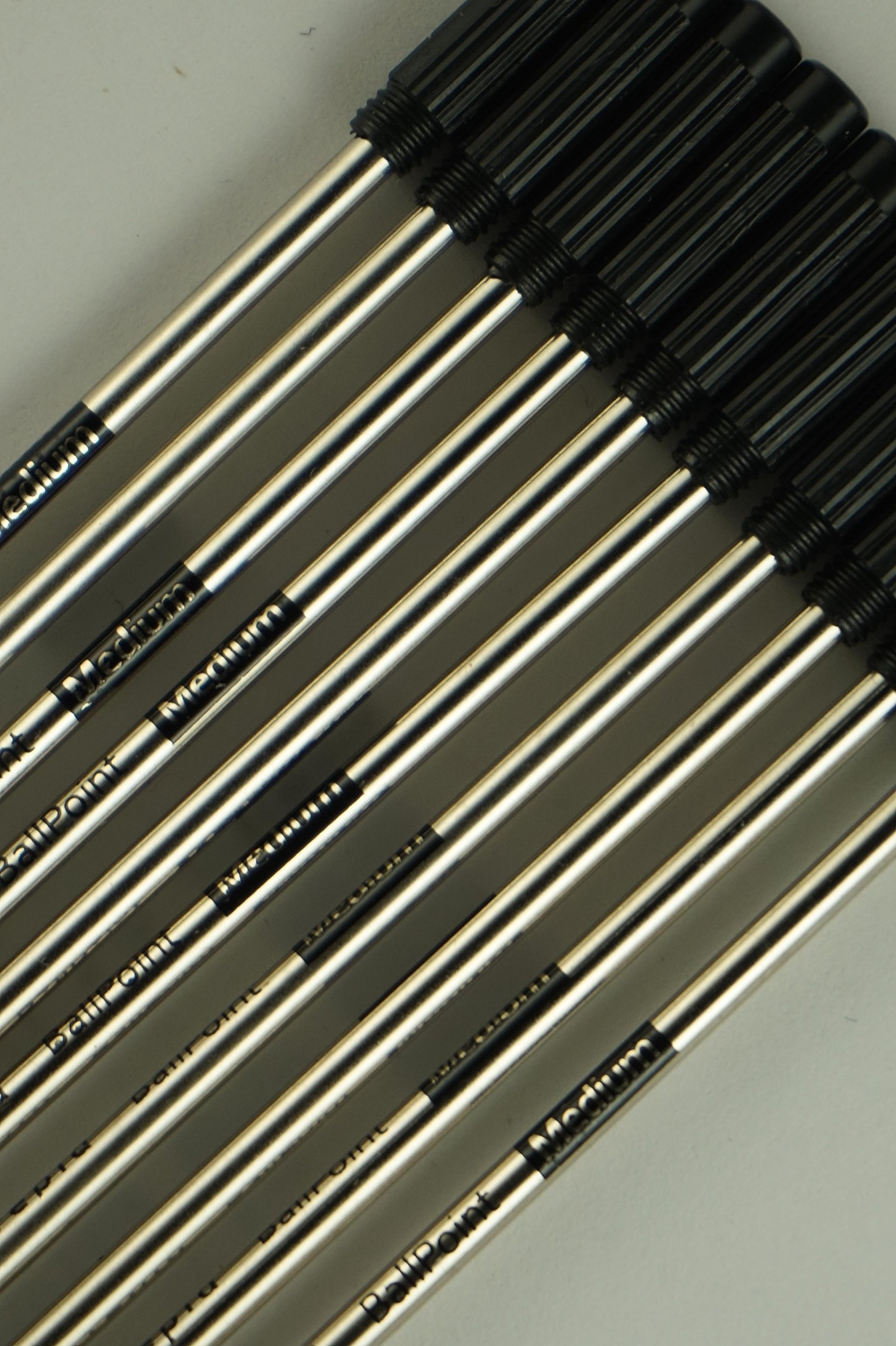 10 Genuine and Branded Intrepid Medium Ballpoint Refills for Cross Ballpoint Pens. Protective Seal on tip for Shelf Life Longevity (Bulk Pack) (Black)