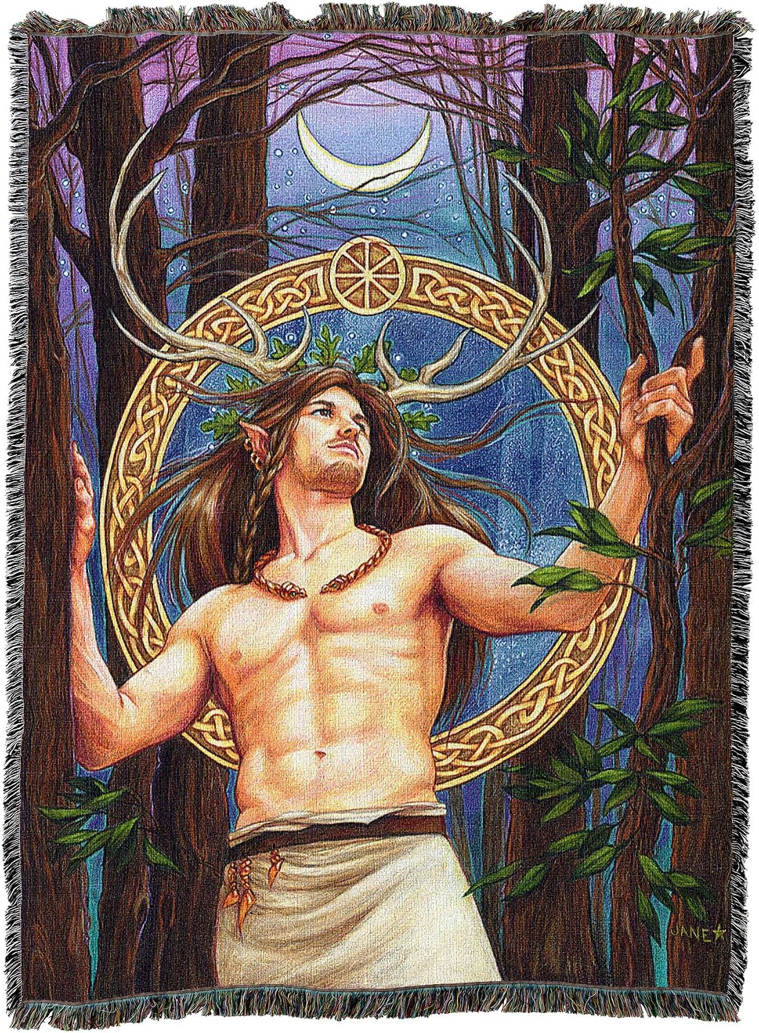 Pure Country Weavers Cernunnos Blanket by Jane Starr Weils - Gift Fantasy Tapestry Throw Woven from Cotton - Made in the USA (72x54)
