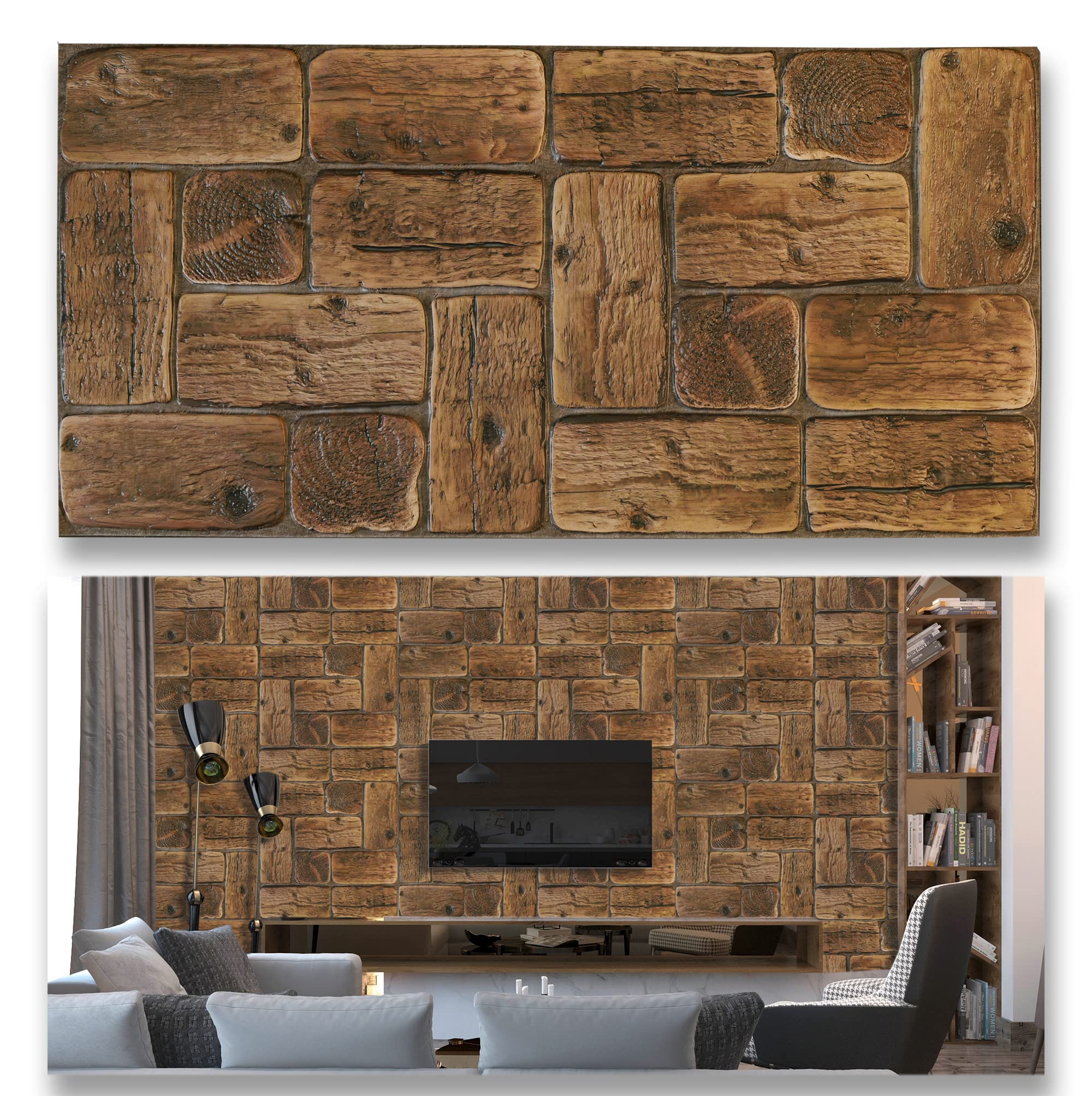 Pannelli di parete in PVC 3D decorativi piastrelle rivestimento (14, Casetta In Legno Di Pino)