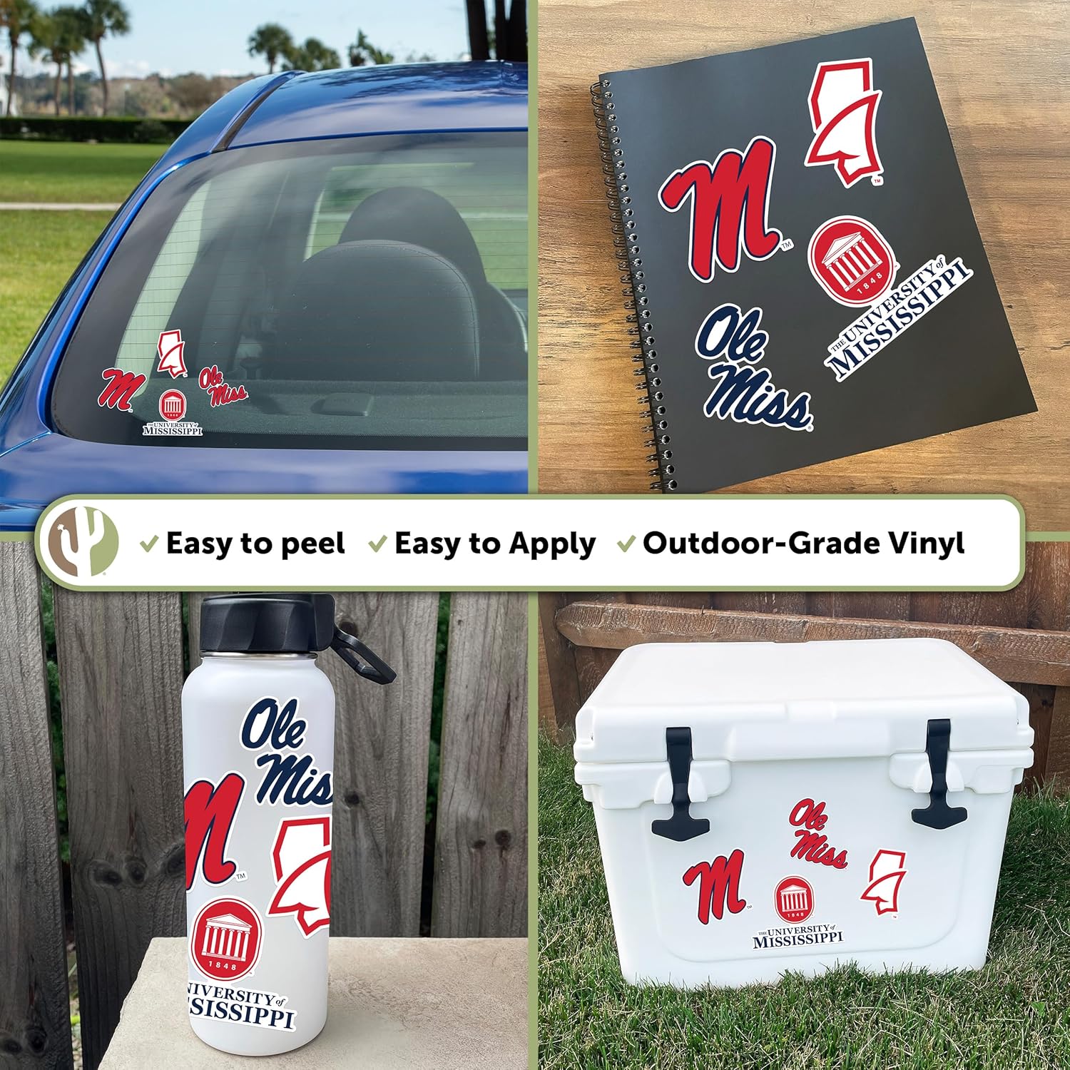 Desert Cactus University of Mississippi Rebels Ole Miss U of M Sticker Vinyl Decals Laptop Water Bottle Car Sheet T2 (Type 2-2) - Image 2