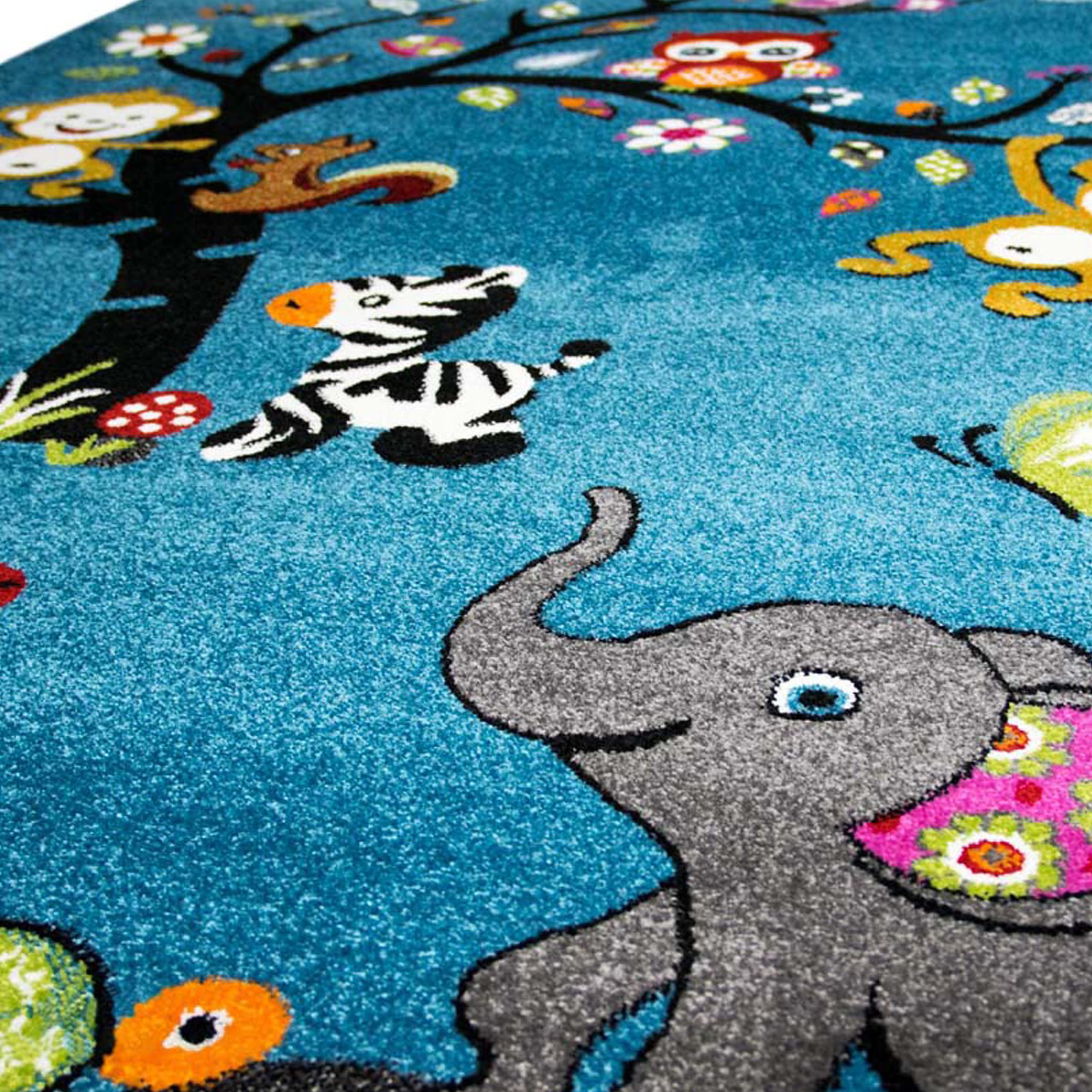 Teppich-Traum Alfombra habitación Infantil con Diferentes Motivos Animales | Cuidado fácil | en Azul, 140x200 cm