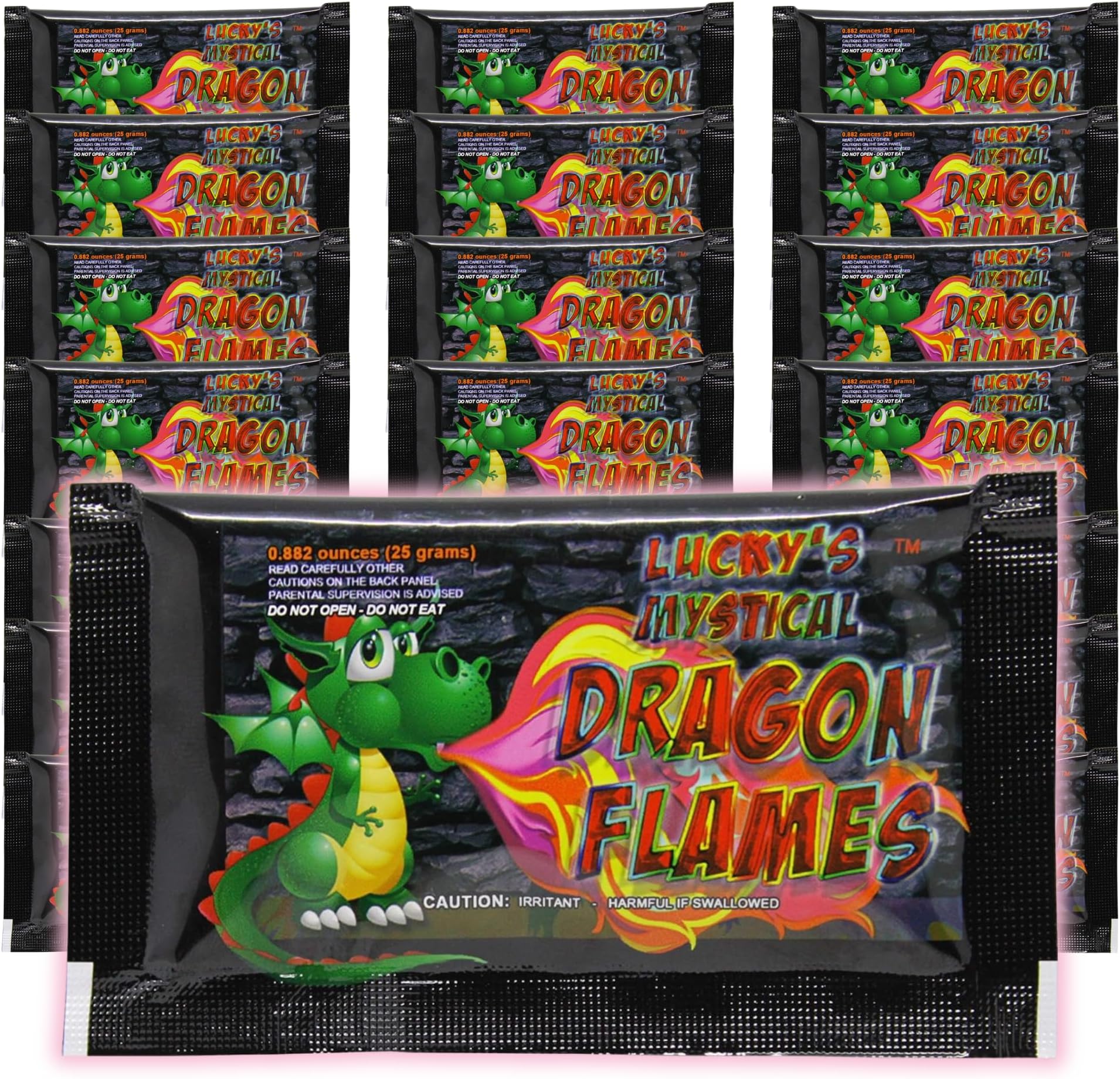 Mystical Fire Dragon Flames Flame Colorant Vibrant Long-Lasting Pulsating Flame Color Changer for Indoor or Outdoor Use 0.882 oz Packets 25 Count Box